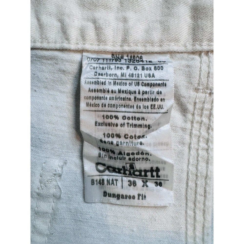 Carhartt Pants Mens 36x36 (35x33) White B148 Dungaree Fit Carpenter Utility - Picture 11 of 14